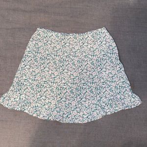 Show Me Your Mumu Cream Pink & Green Floral Print Frills Hem A-Line Skirt